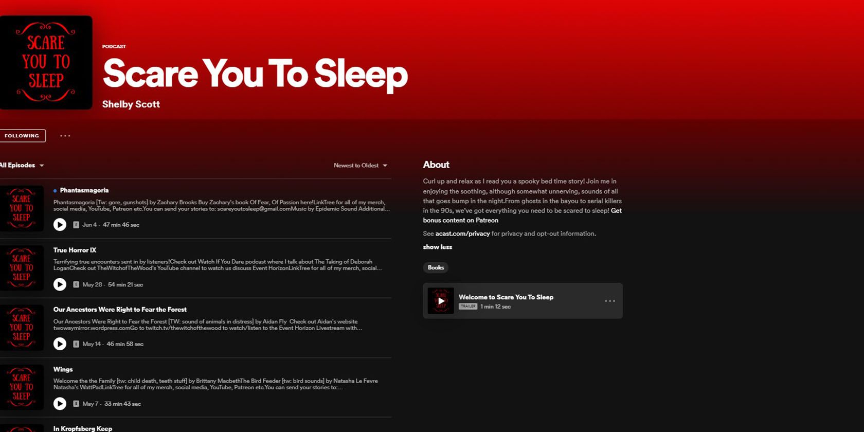 Scare You To Sleep Podcast on Spotify
