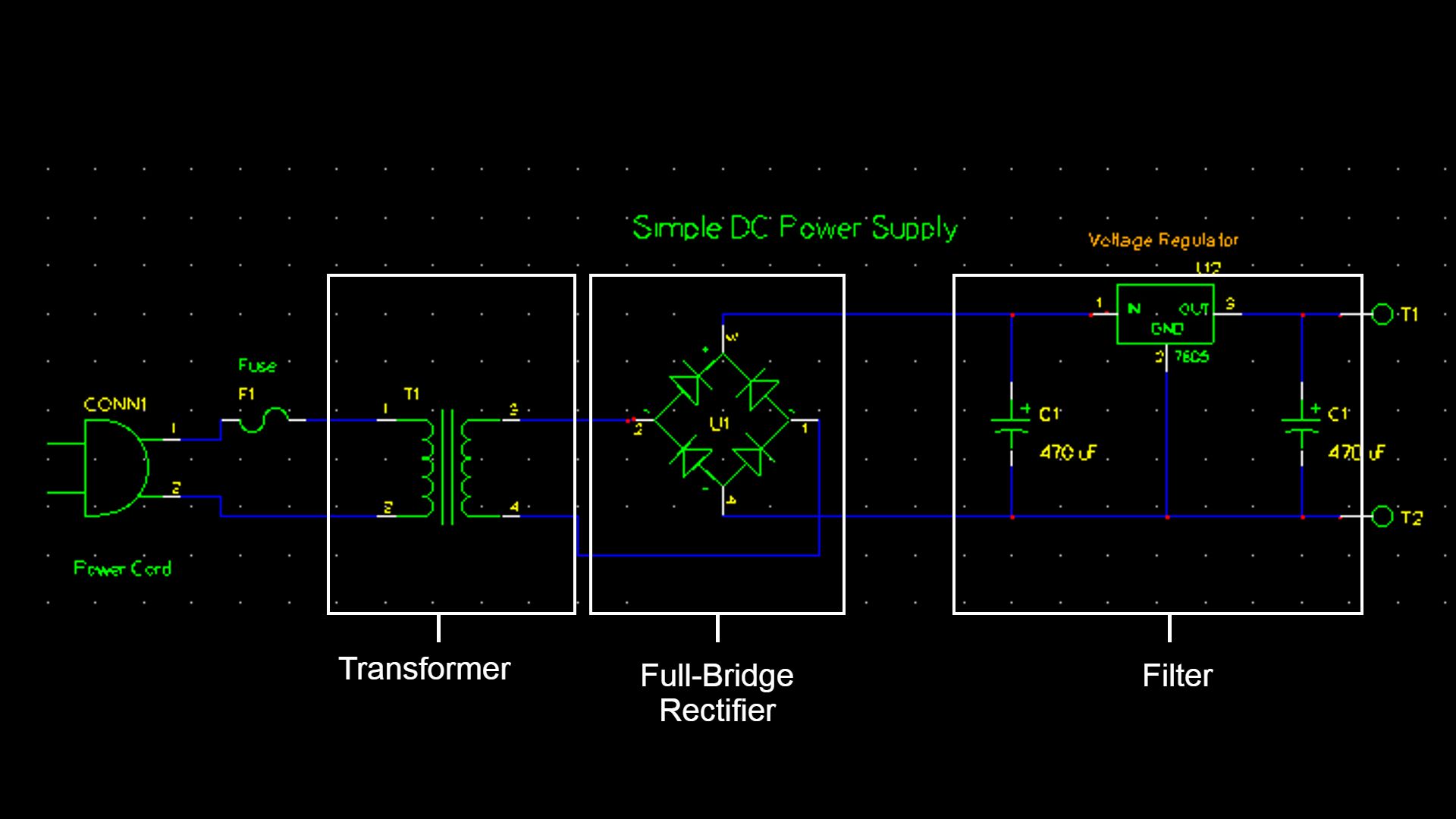 Schematics for an AC-DC power supply