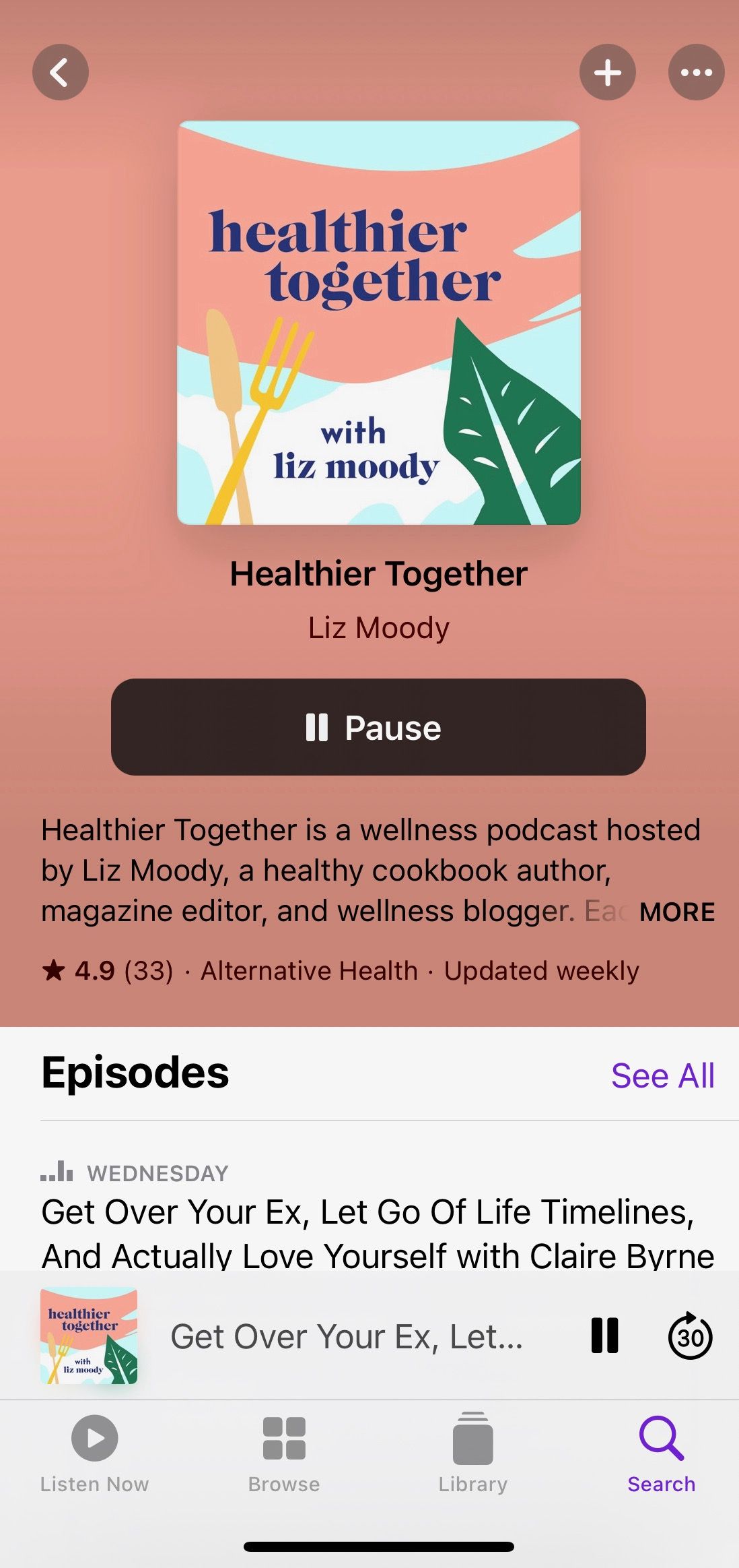 Screenshot from Happier Together podcast home screen