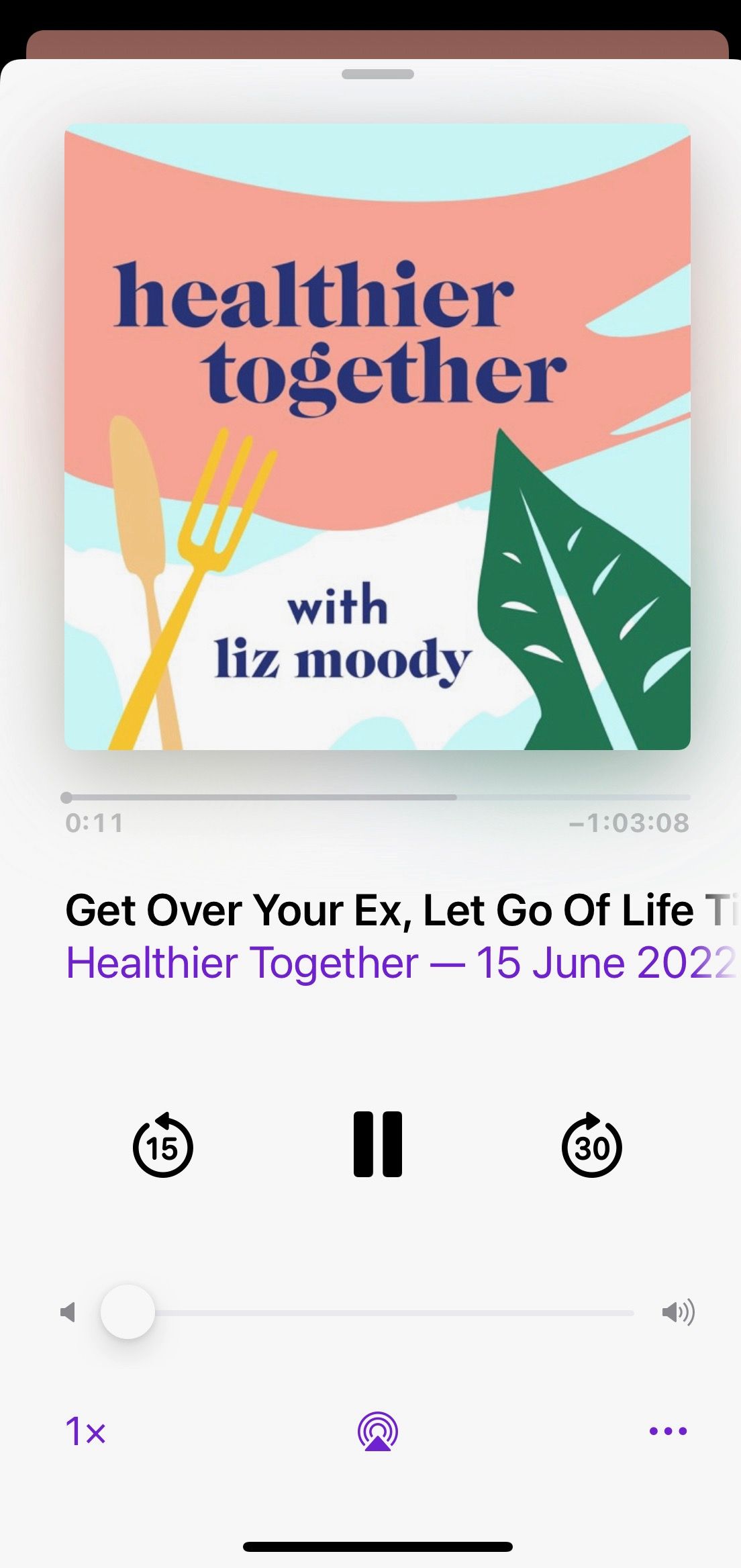Screenshot from Happier Together podcast play screen