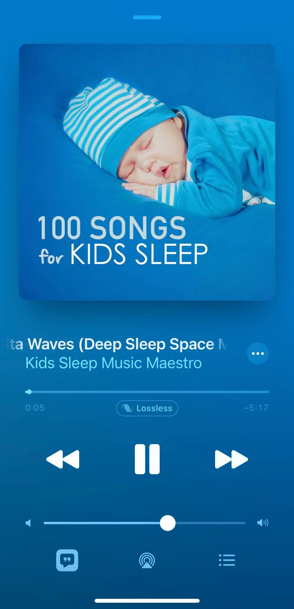 Screenshot of Apple Music showing Kids Sleep Music Maestro play screen