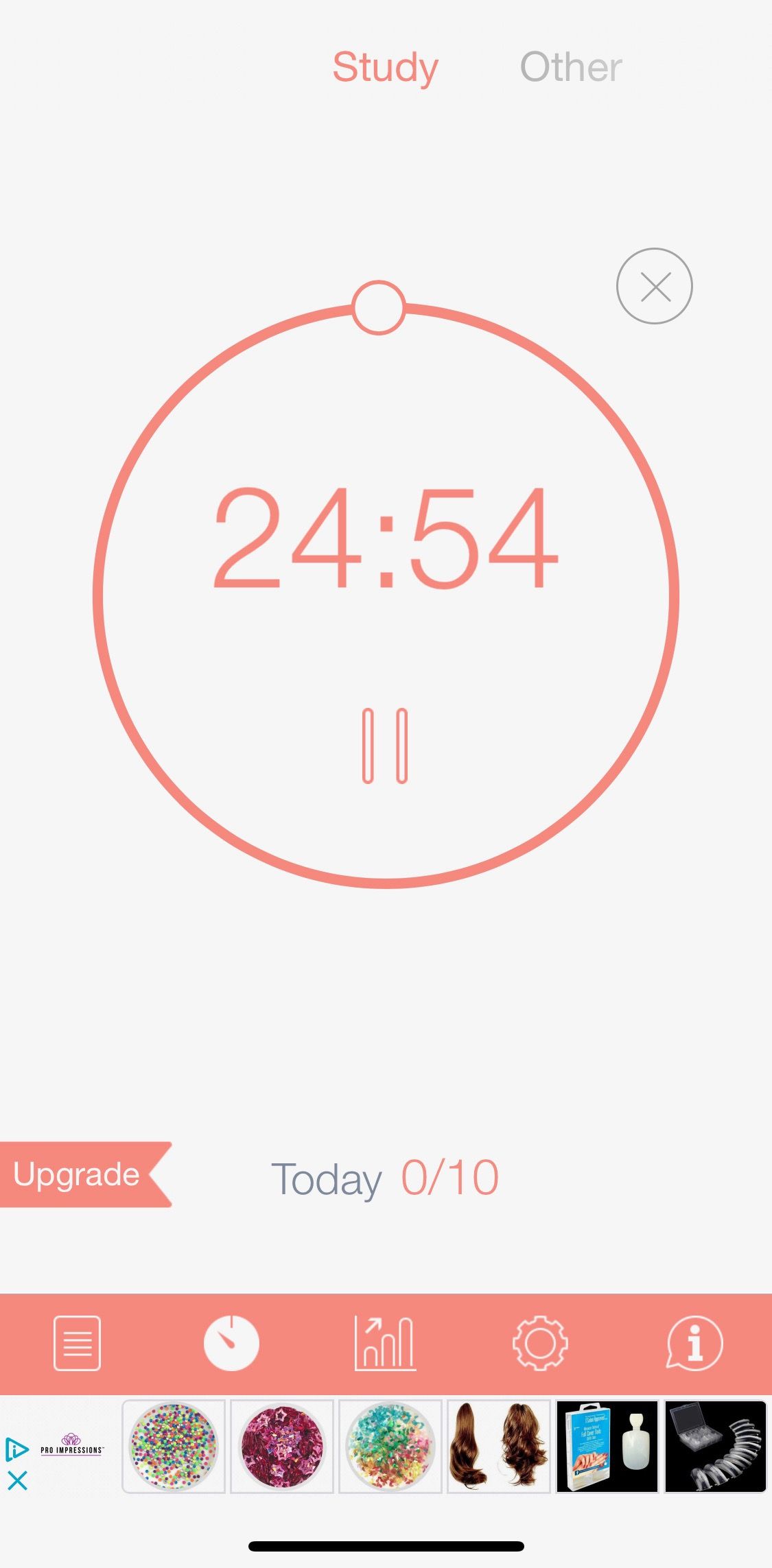 Screenshot of Be Focused app showing countdown screen