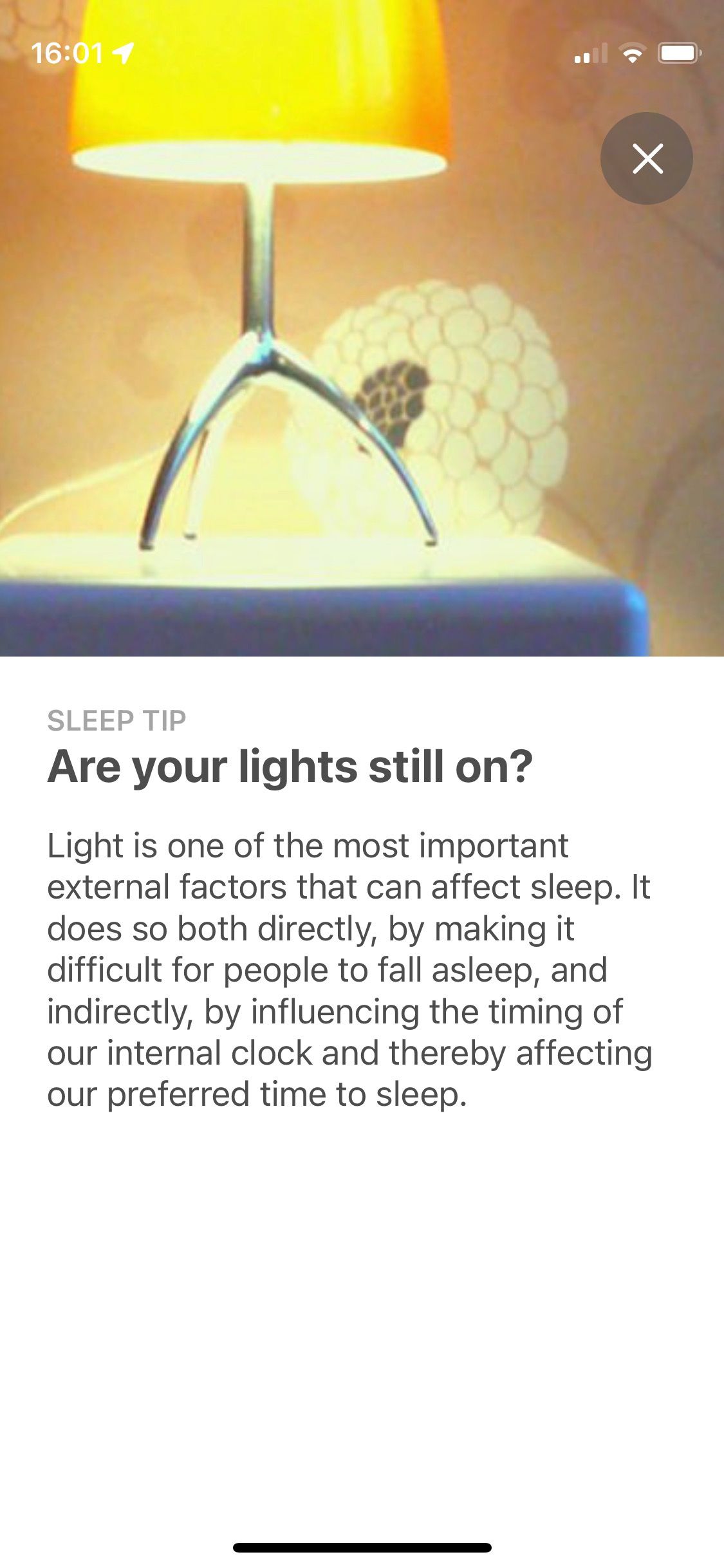 Screenshot of Pillow app showing Snooze Lab article 2
