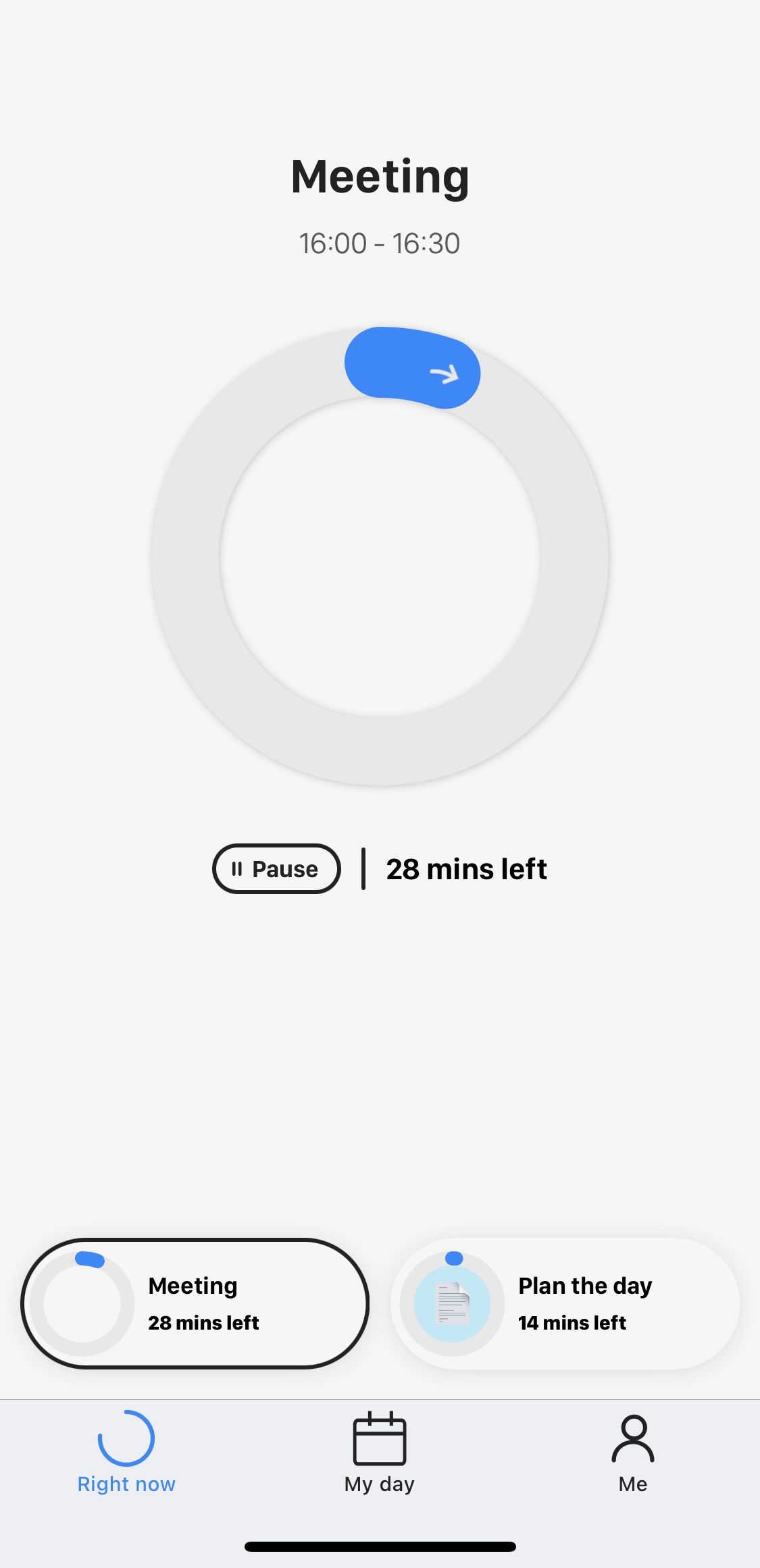 Screenshot of Tiimo app showing Tiimo activity timer