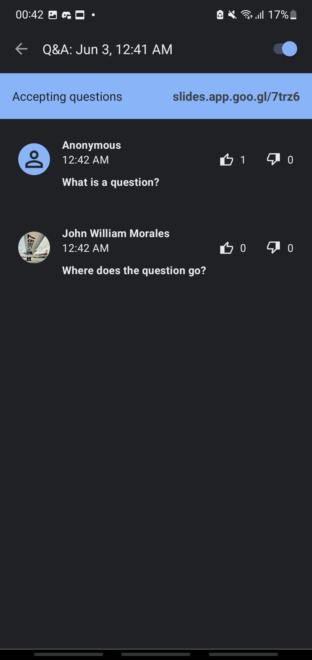 Asking for Questions on the Google Slides Mobile App 4