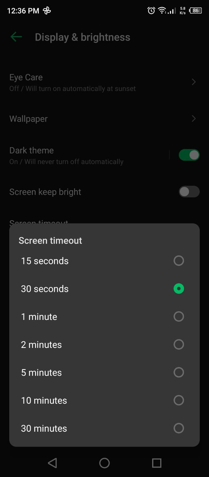 Setting the Screen Timeout Time in Android Settings