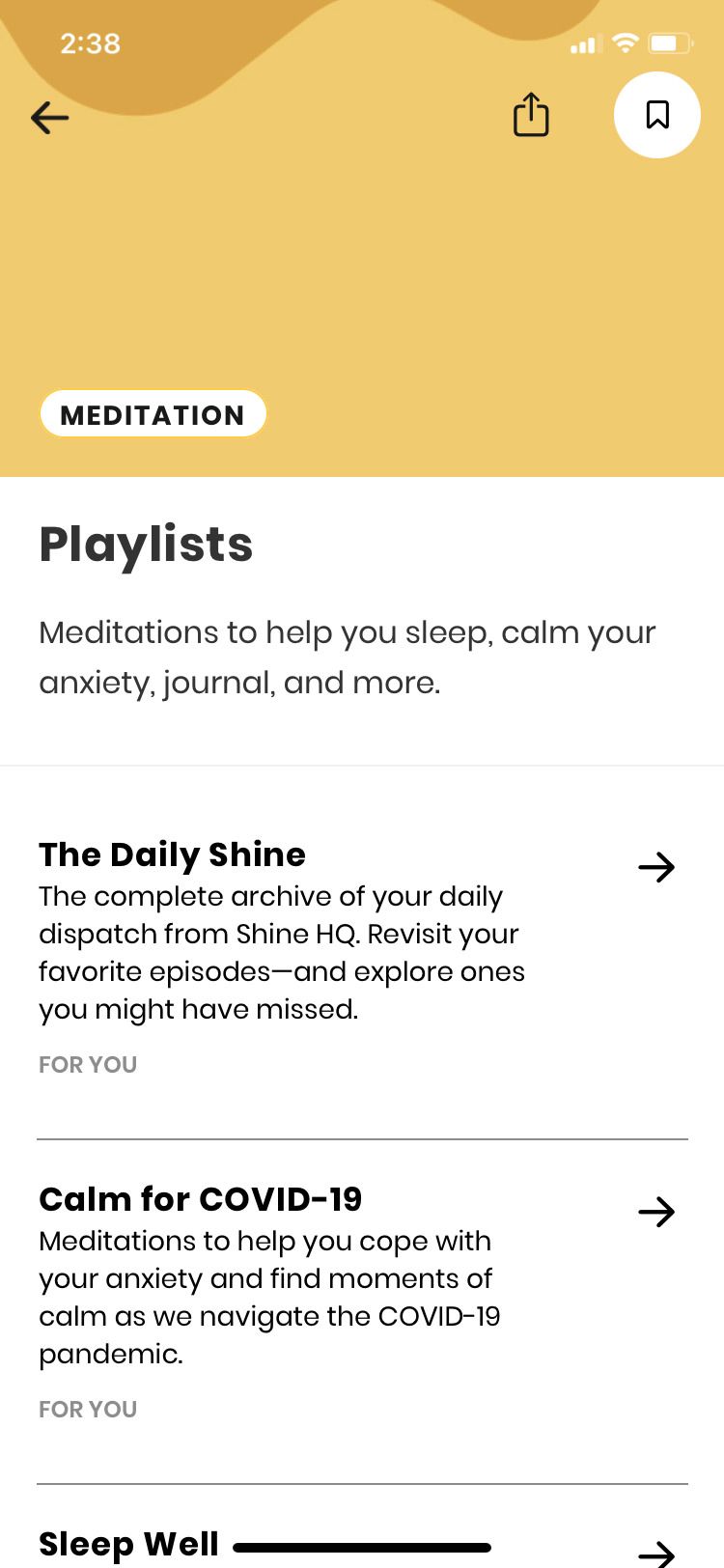 Shine app playlists