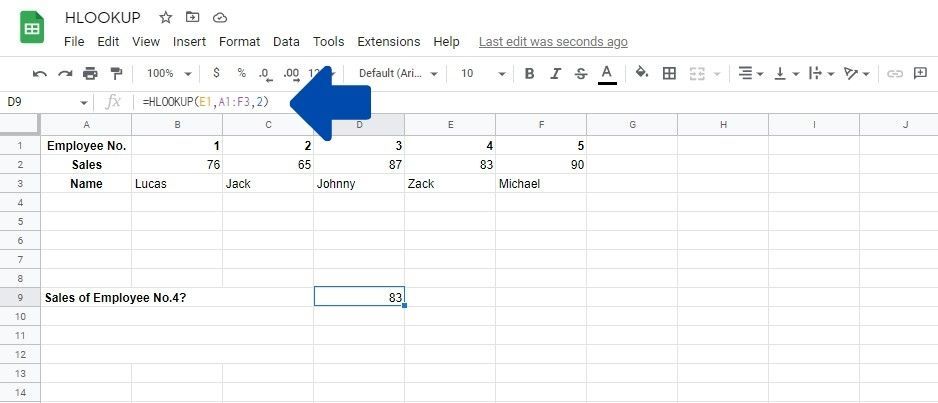 انجام یک جستجوی ساده VLOOKUP در Google Sheets