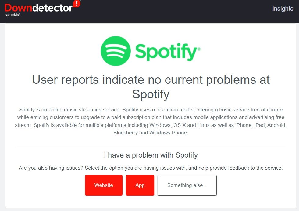 Downdetector Spotify Server Status