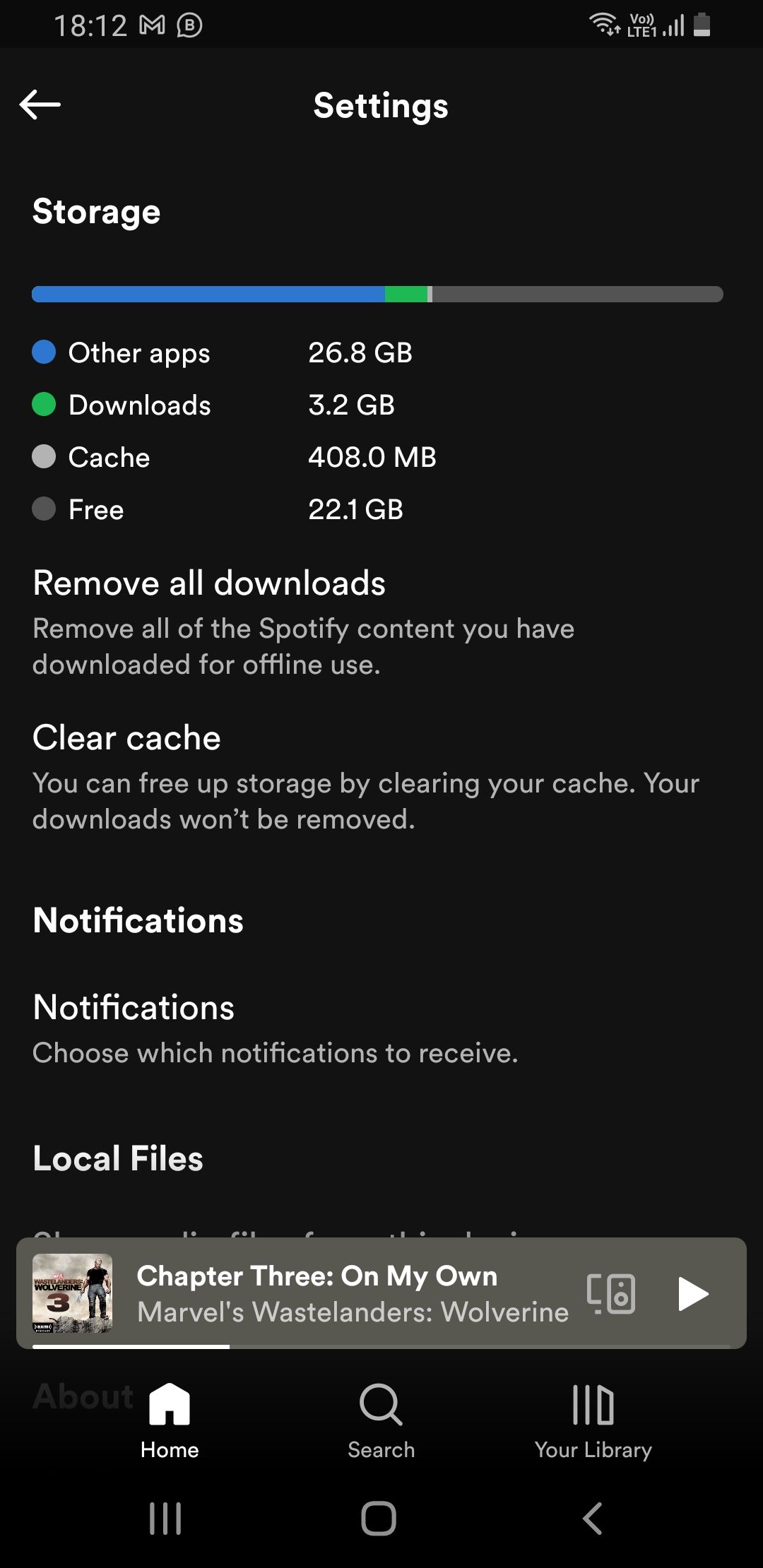 Spotify settings screenshot
