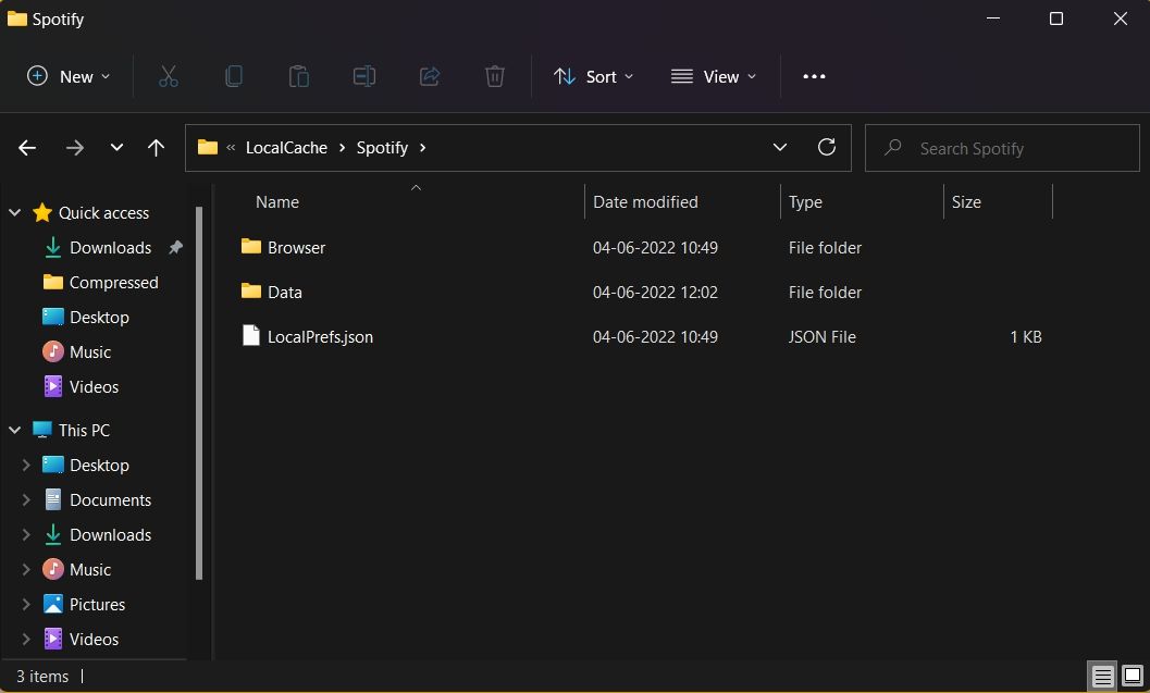 Spotify cache folder