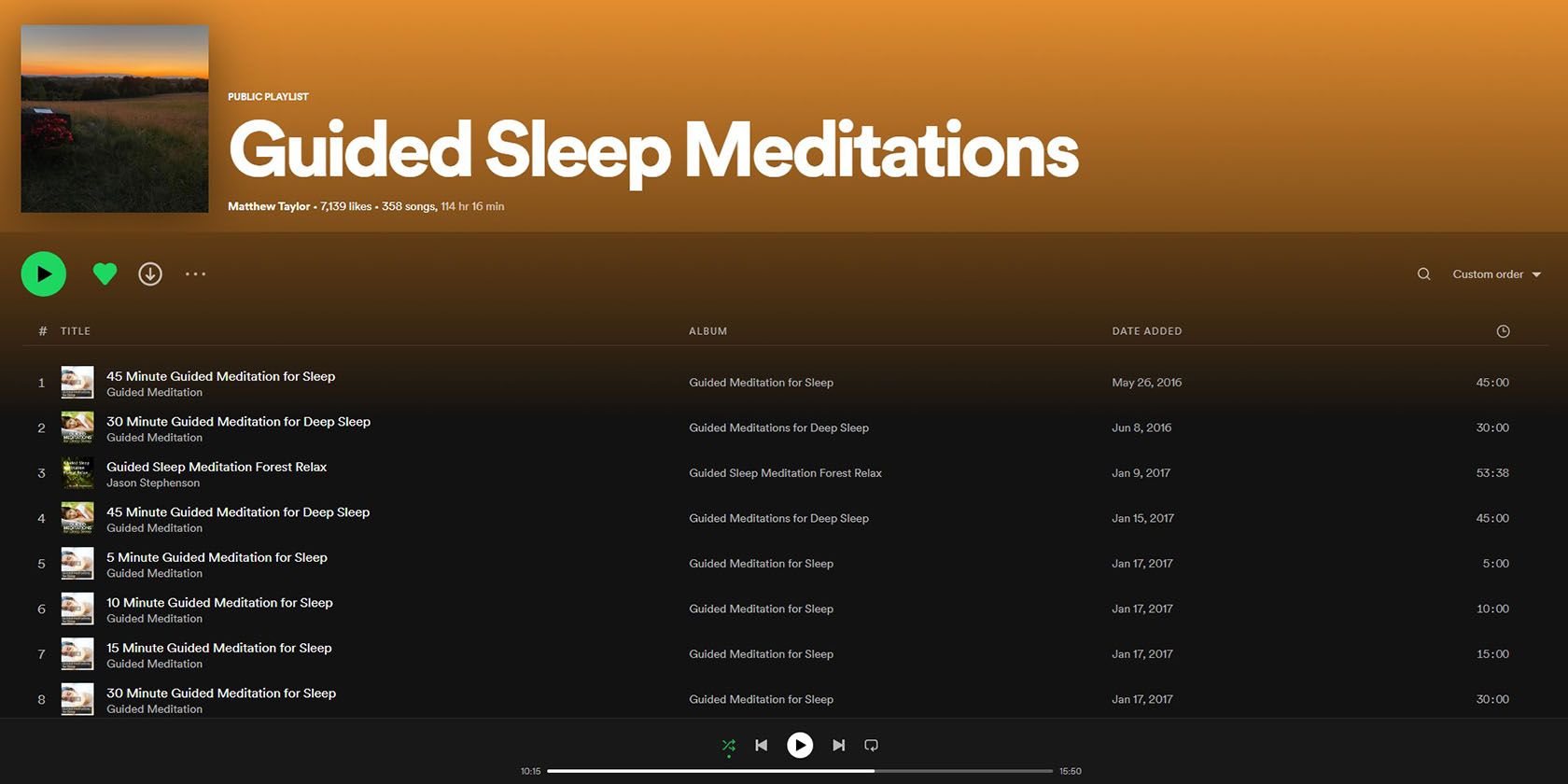 Spotify playlist guided sleep meditations