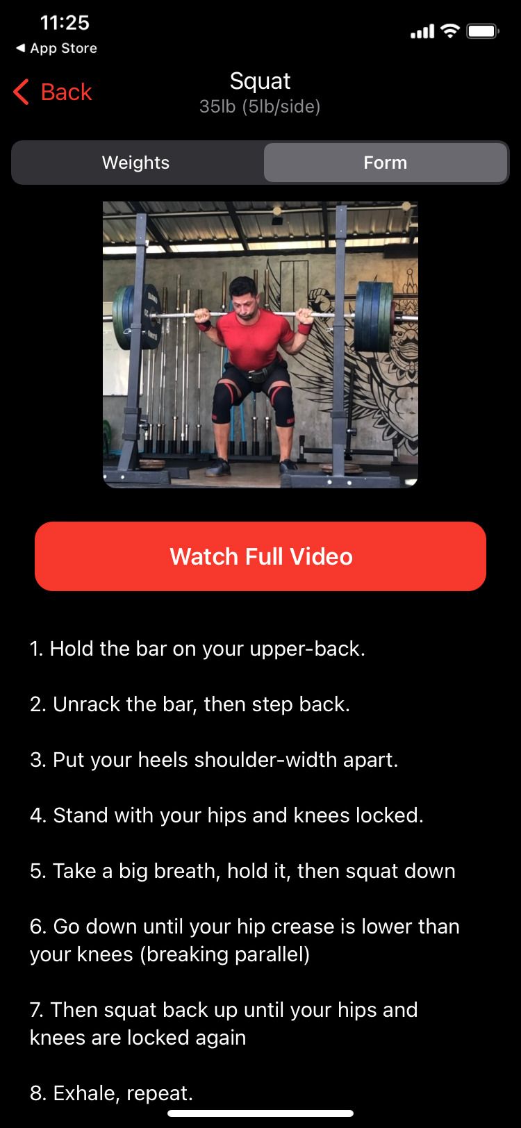 StrongLifts app squat video