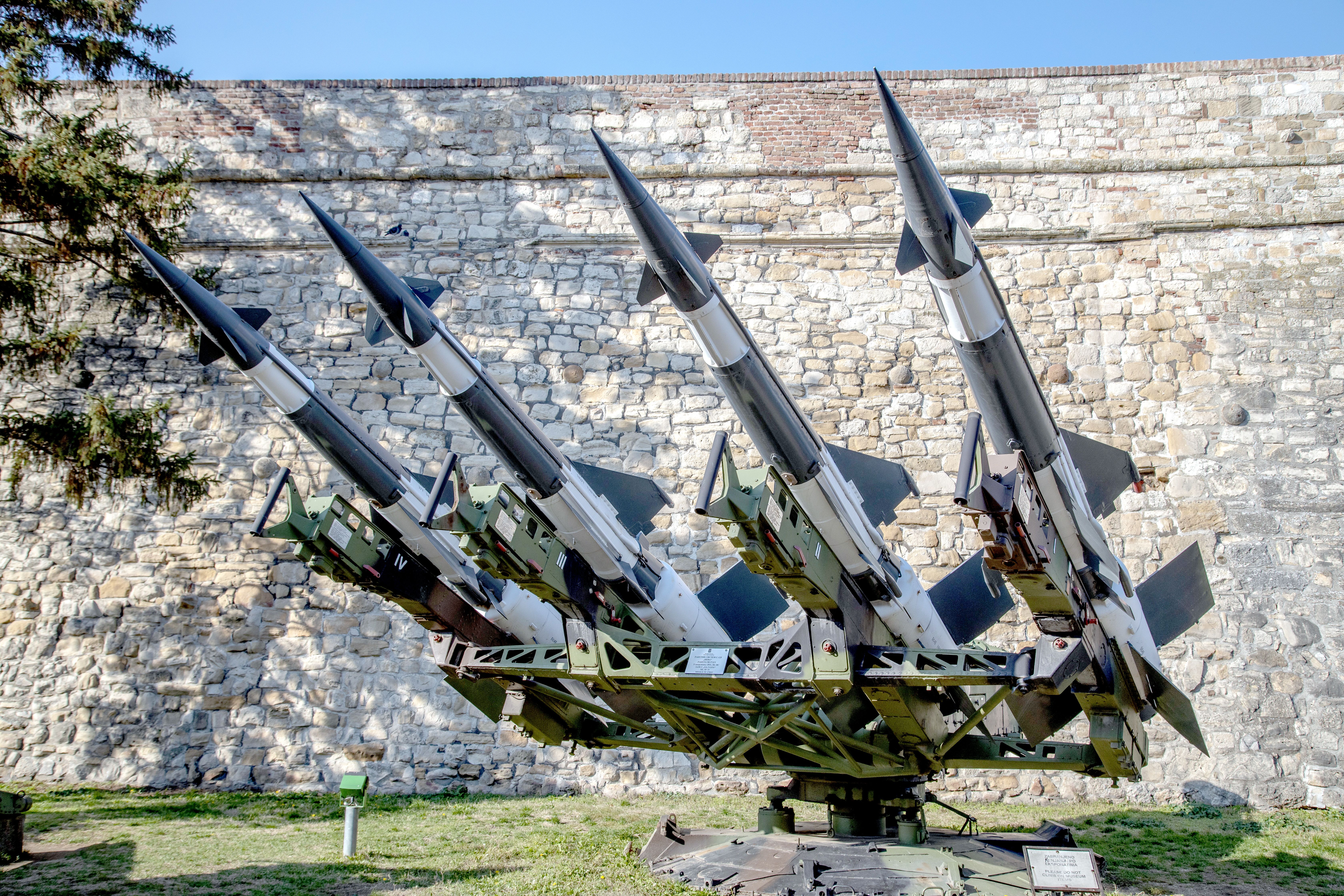 Surface-to-Air Missiles Displayed Near a Wall