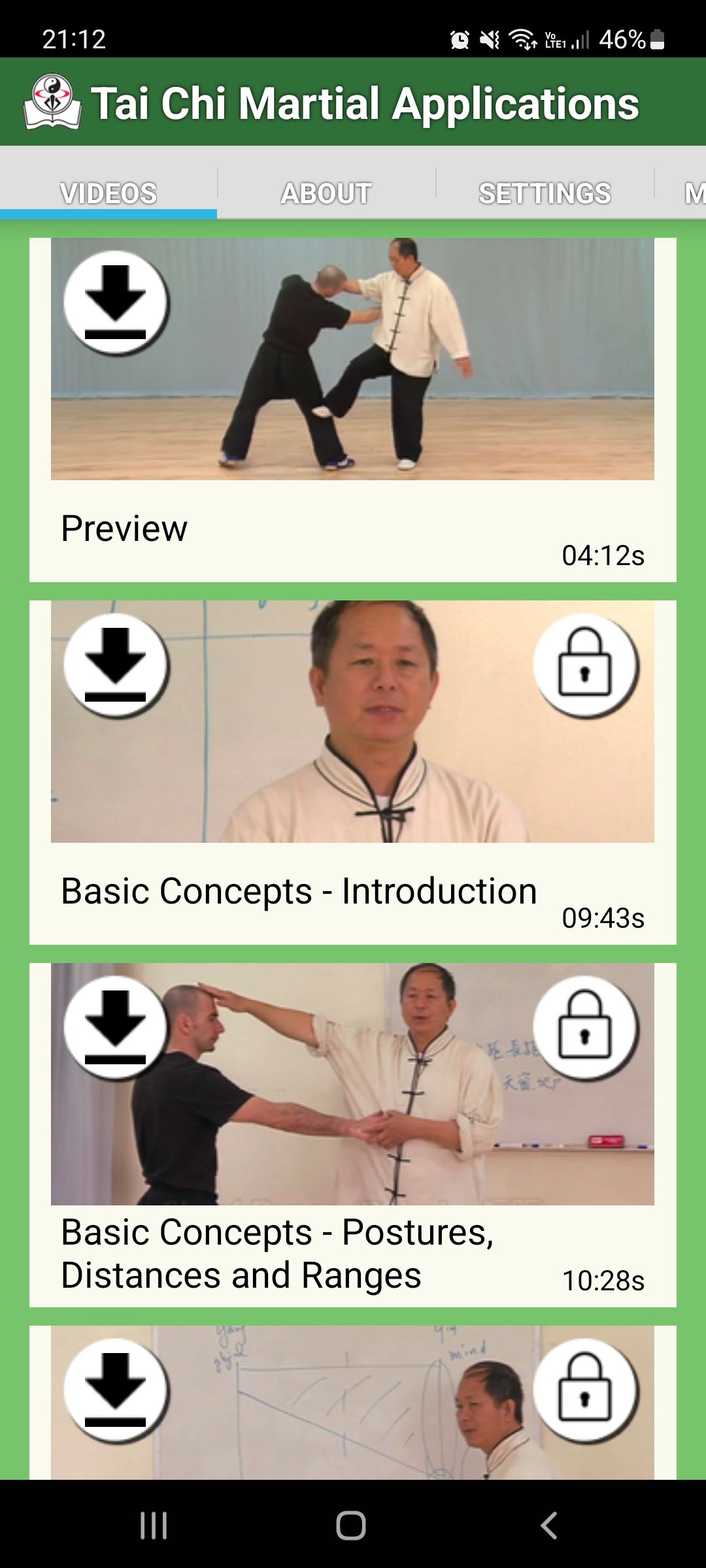 Tai Chi Martial Applications mobile app videos