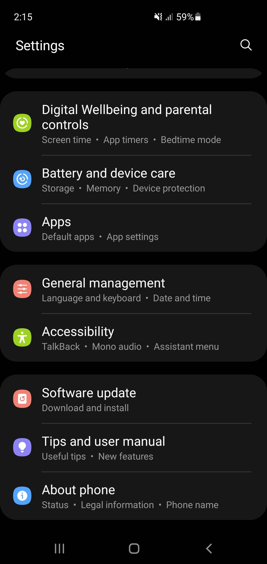 Tapping on Software Update to Check for Available Updates in Samsung Phone's Settings
