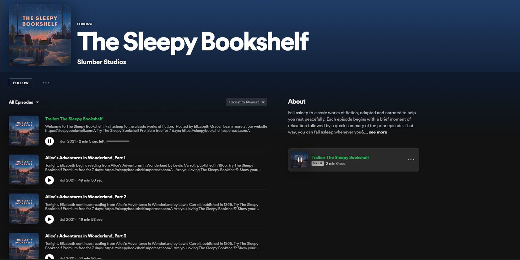 The Sleepy Bookshelf podcast on Spotify