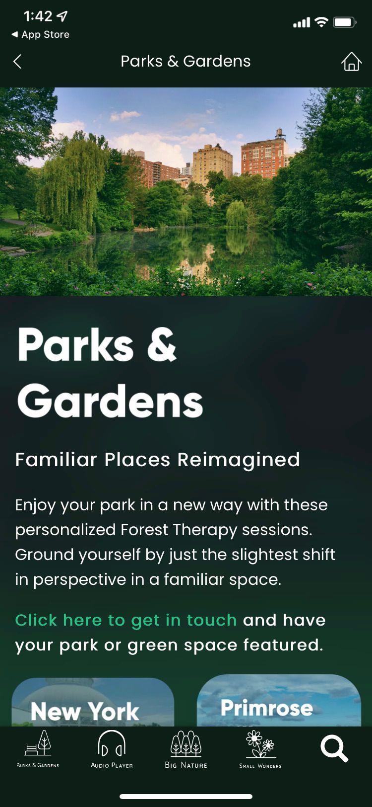 TreeQuility app Parks and Gardens