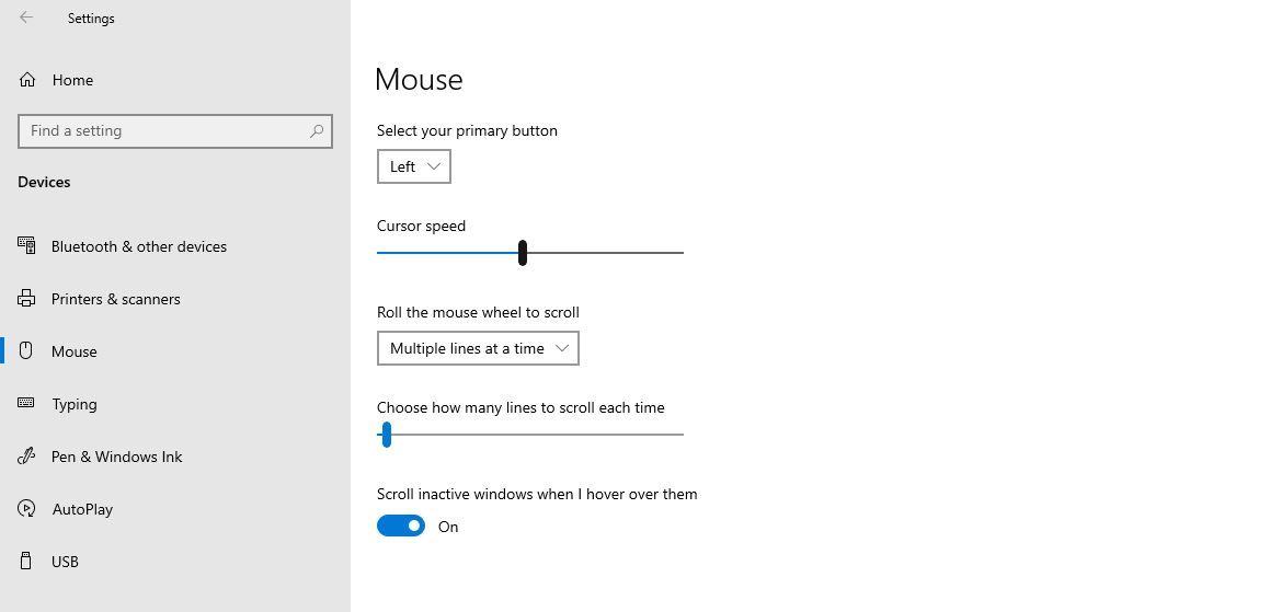 Turning On the Toggle of Inactive windows scrolling in Windows 10 Settings