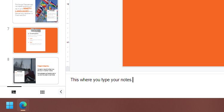 Typing Speaker Notes in Google Slides