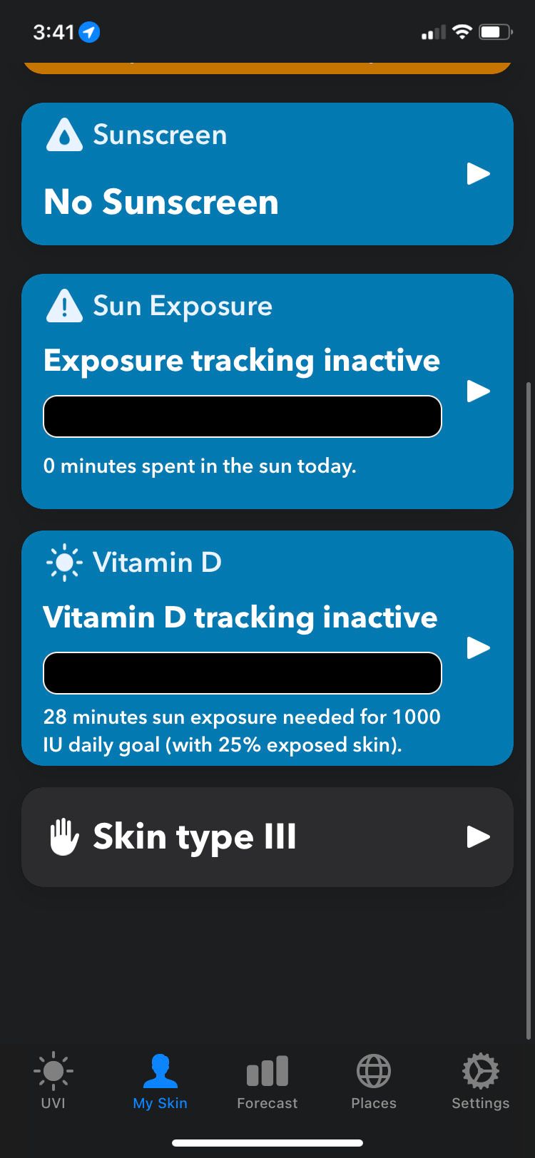 UV Index Widget sunscreen