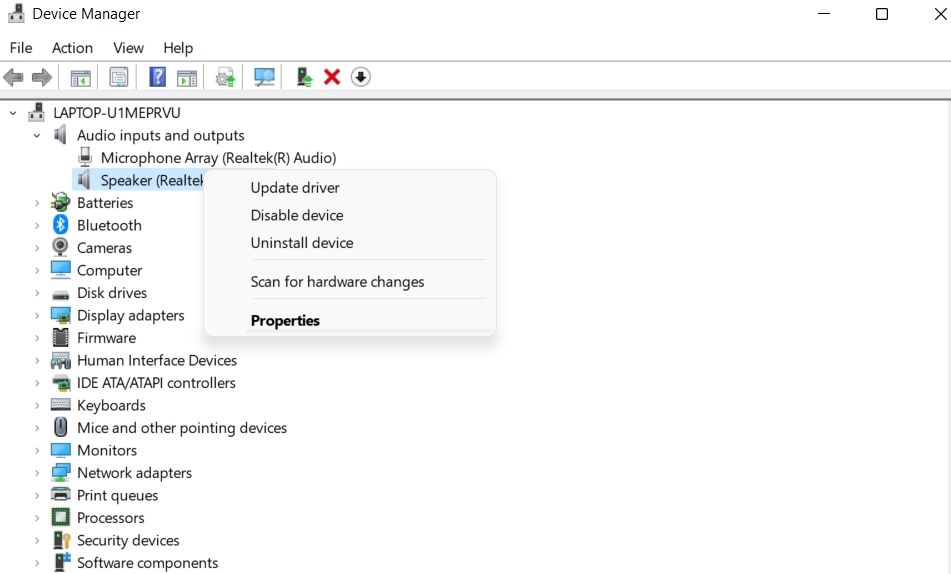 Update Audio Driver from Device Manager