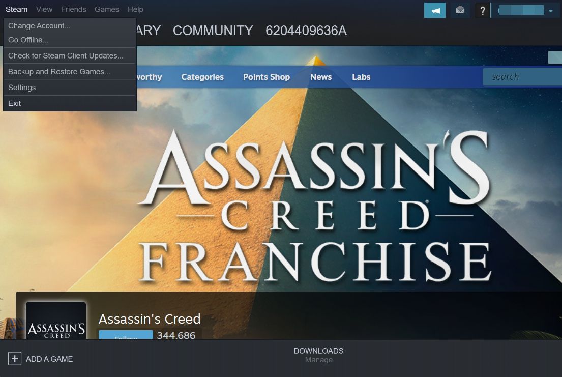 Update Steam option in Steam tab