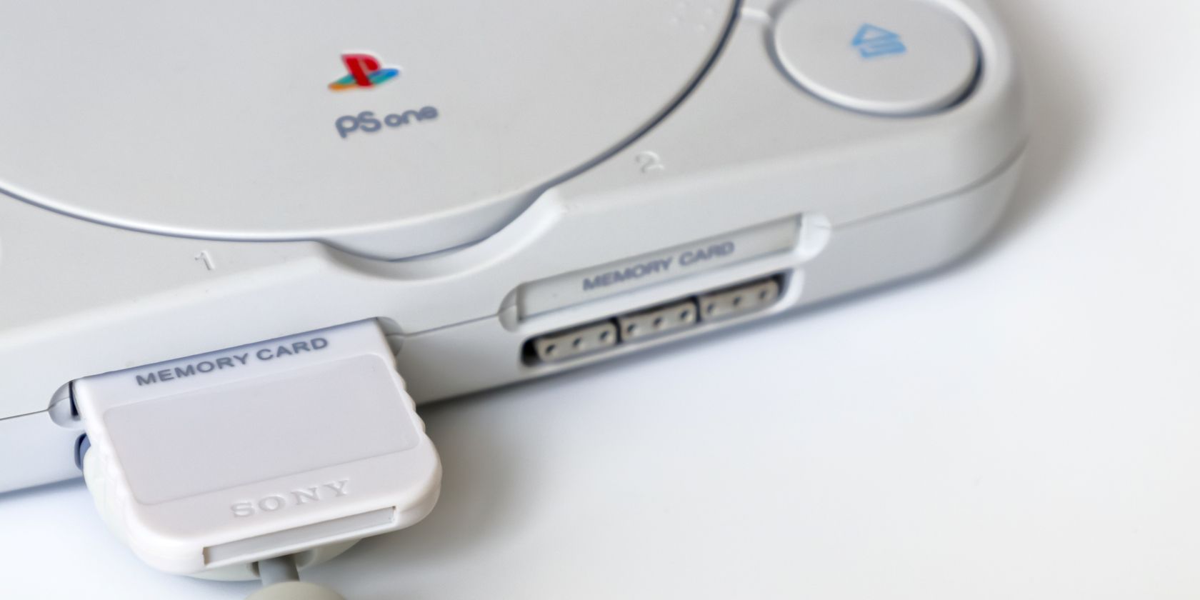 PSone console with memory card inserted