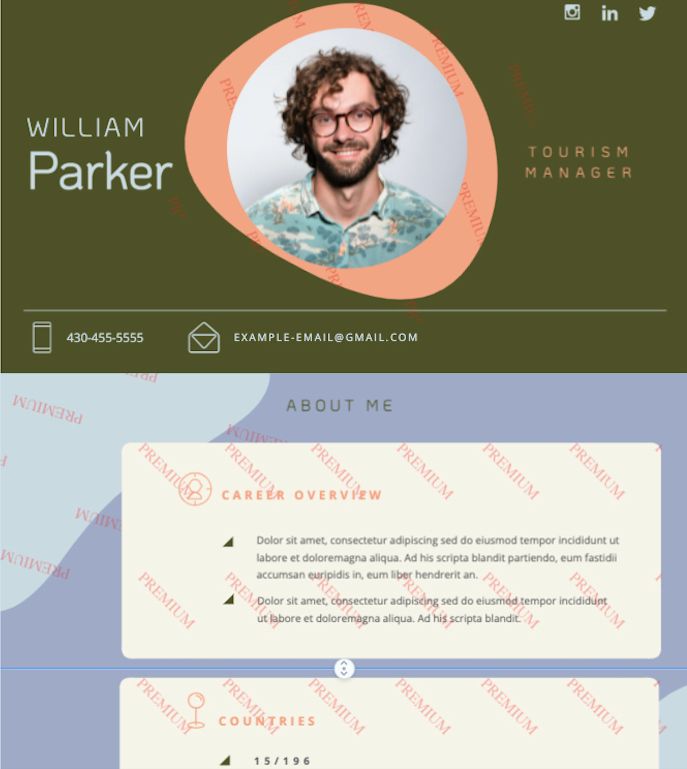 Visme Free Resume Template with Premium Objects