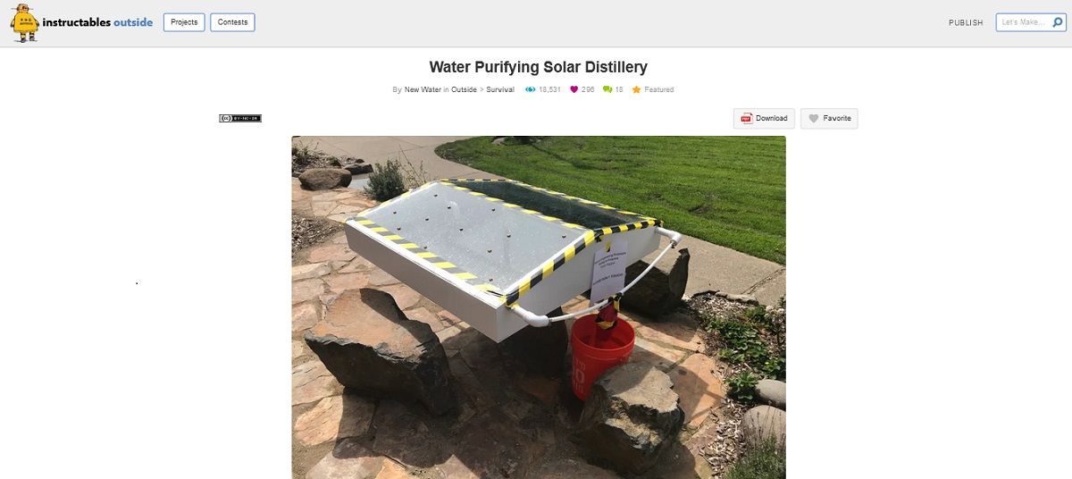 Screen grab of Water Purifying Solar Distillery project page