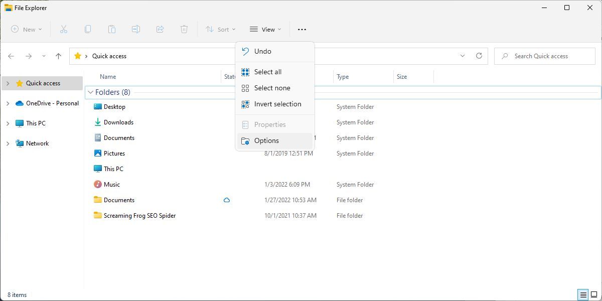 Windows 11 File Explorer گزینه های بیشتر را ببینید