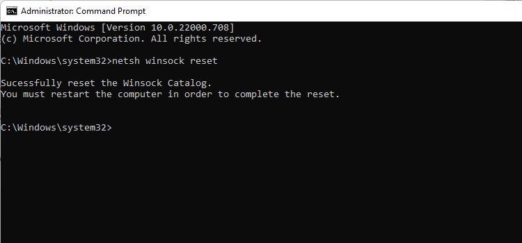 Winsock Reset Command In CMD
