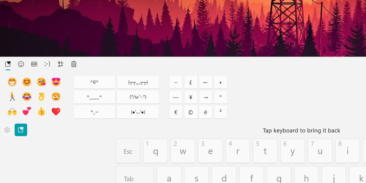 add emojis using the touch keyboard