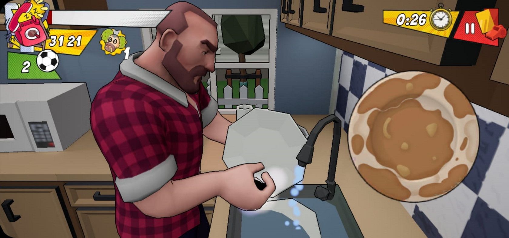 angry dad arcade simulator mobile game washing dishing