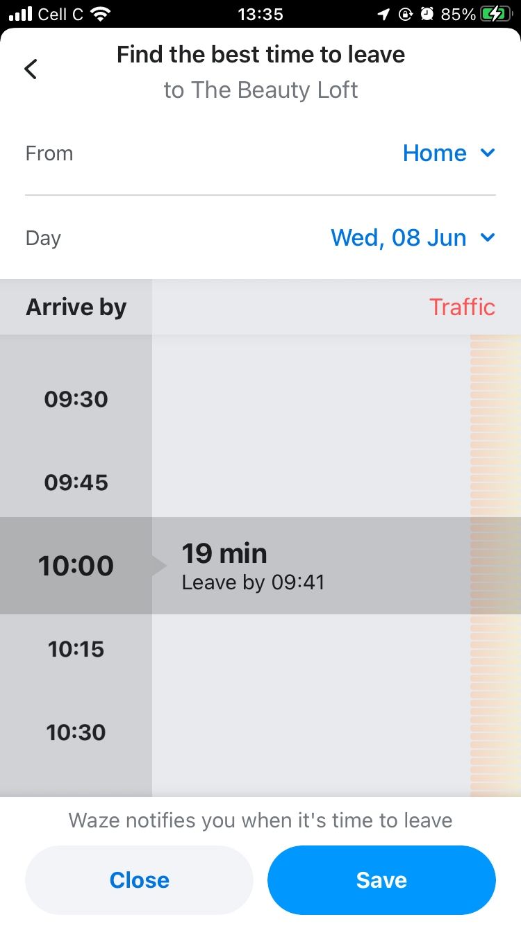 بهترین زمان برای ترک صفحه در waze