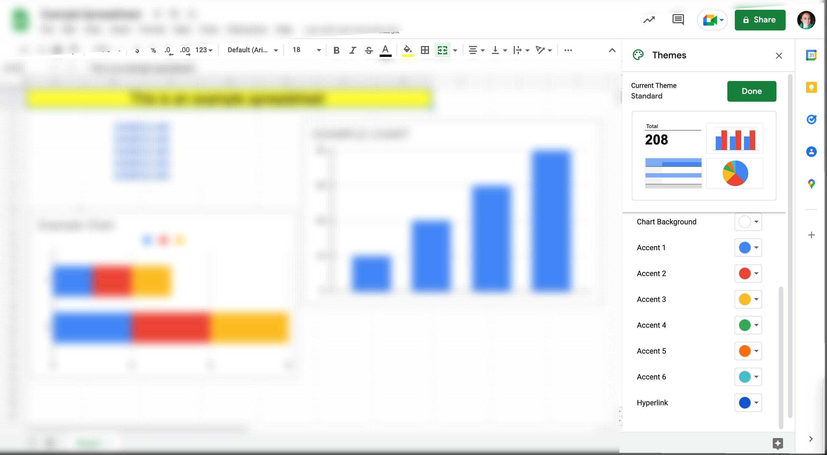 سفارشی کردن تم در Google Sheets