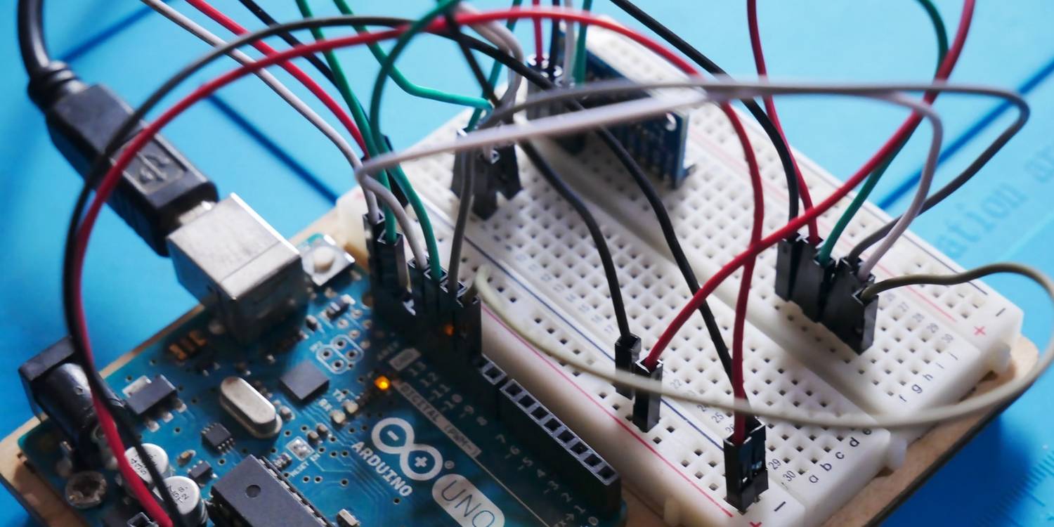 arduino attached to breadboard and sensors