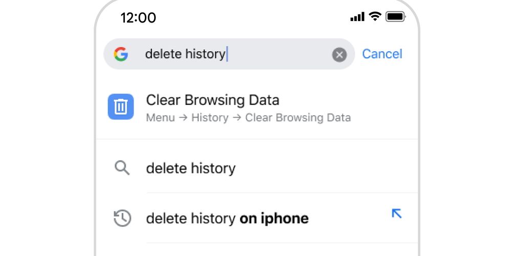 Chrome actions in iOS