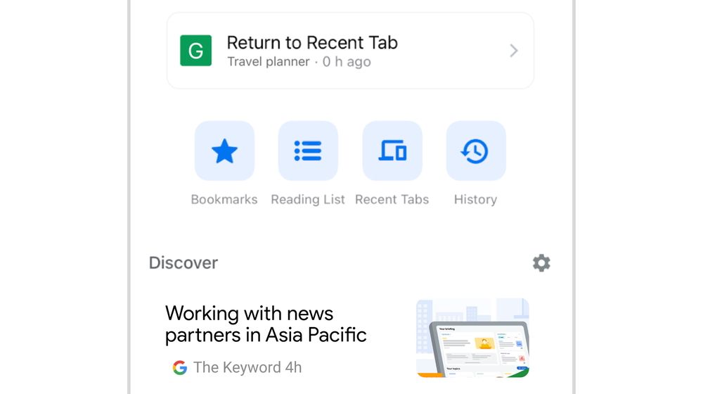 Chrome Discover feature