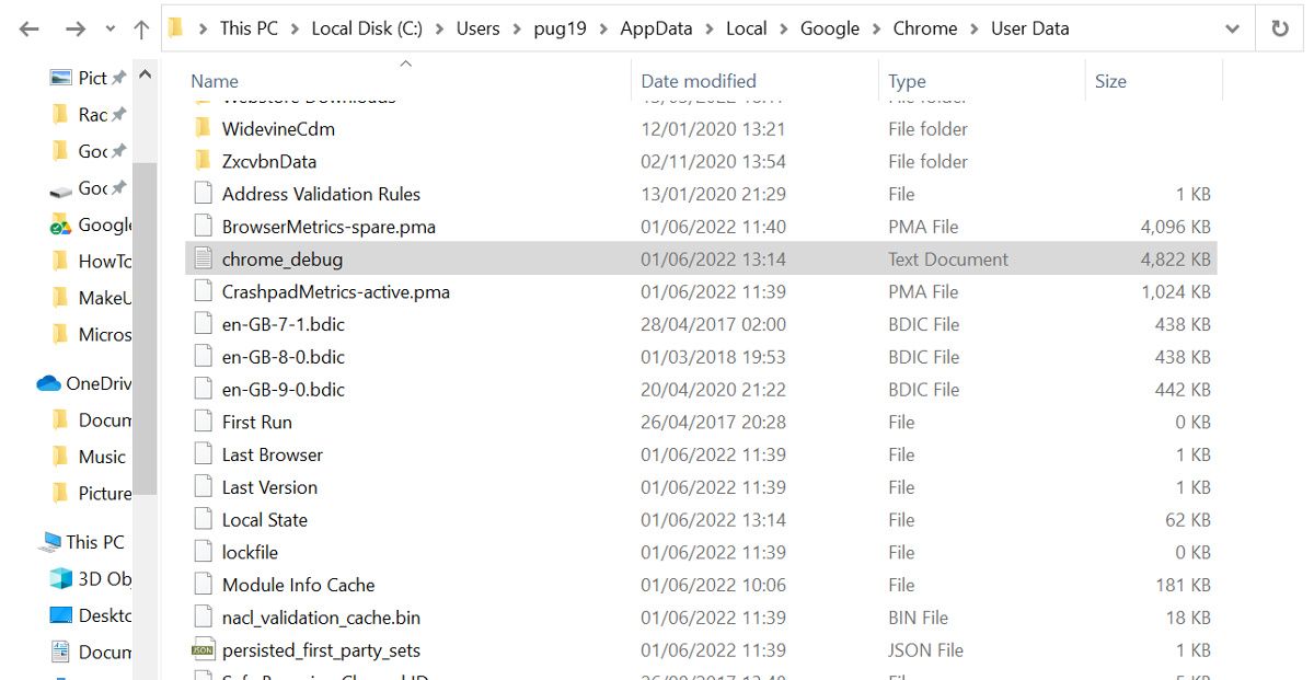 Chrome error log location in Windows