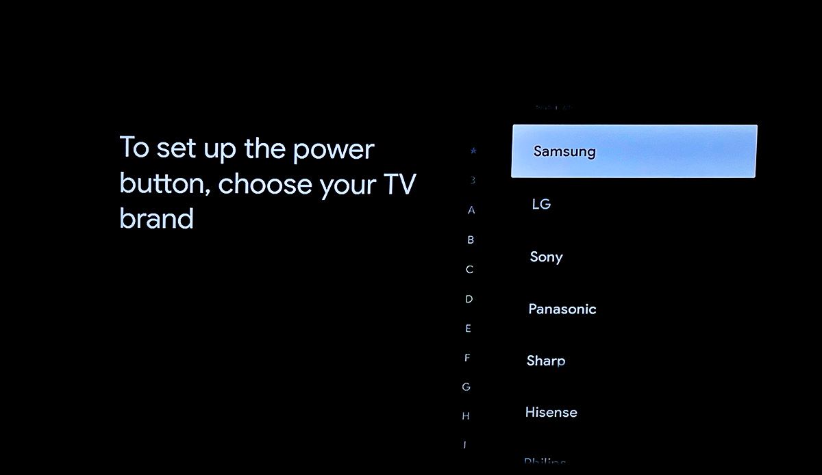 chromecast tv set up remote to control the power by choosing TV brand