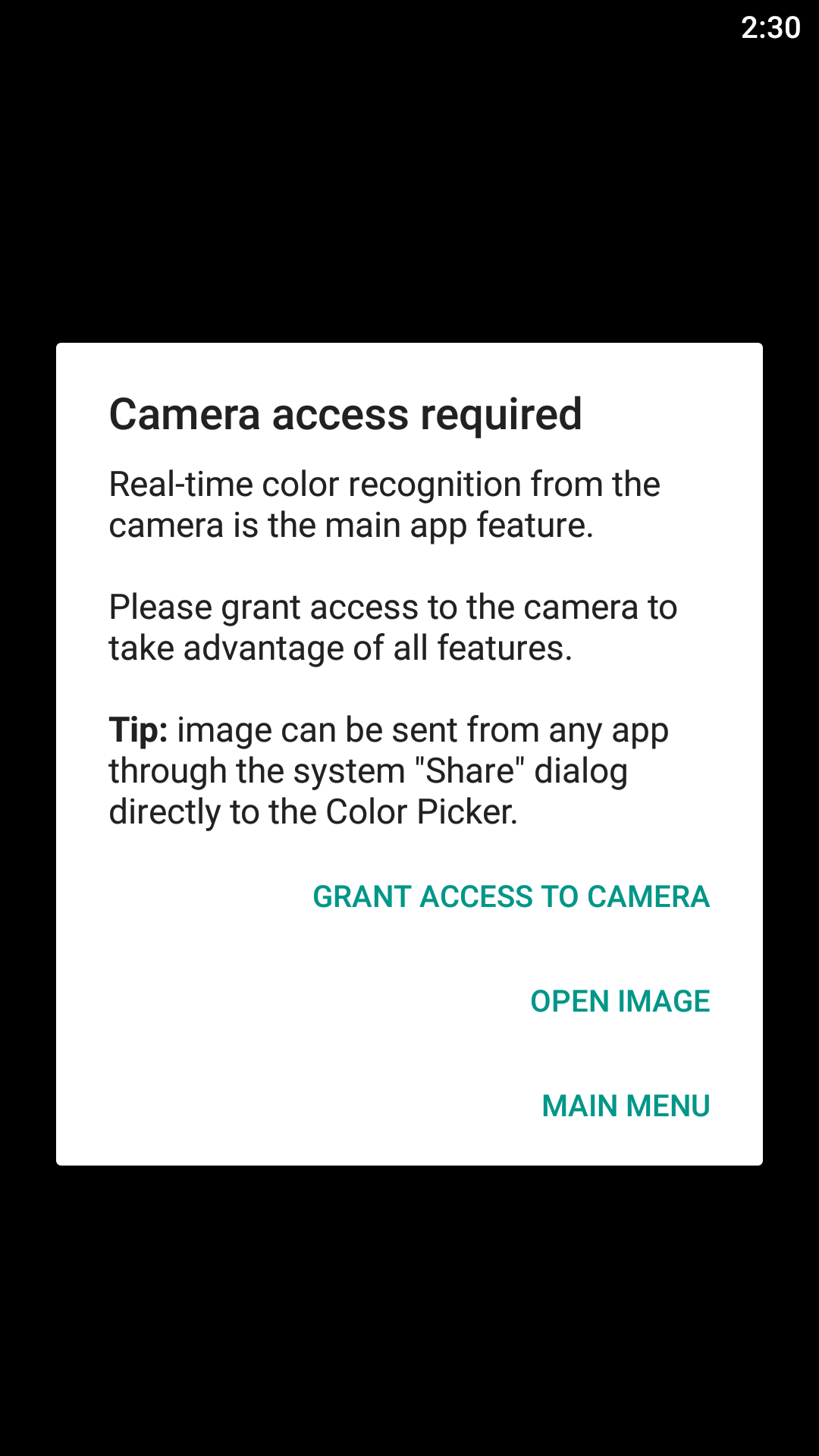 Color Picker app permissions