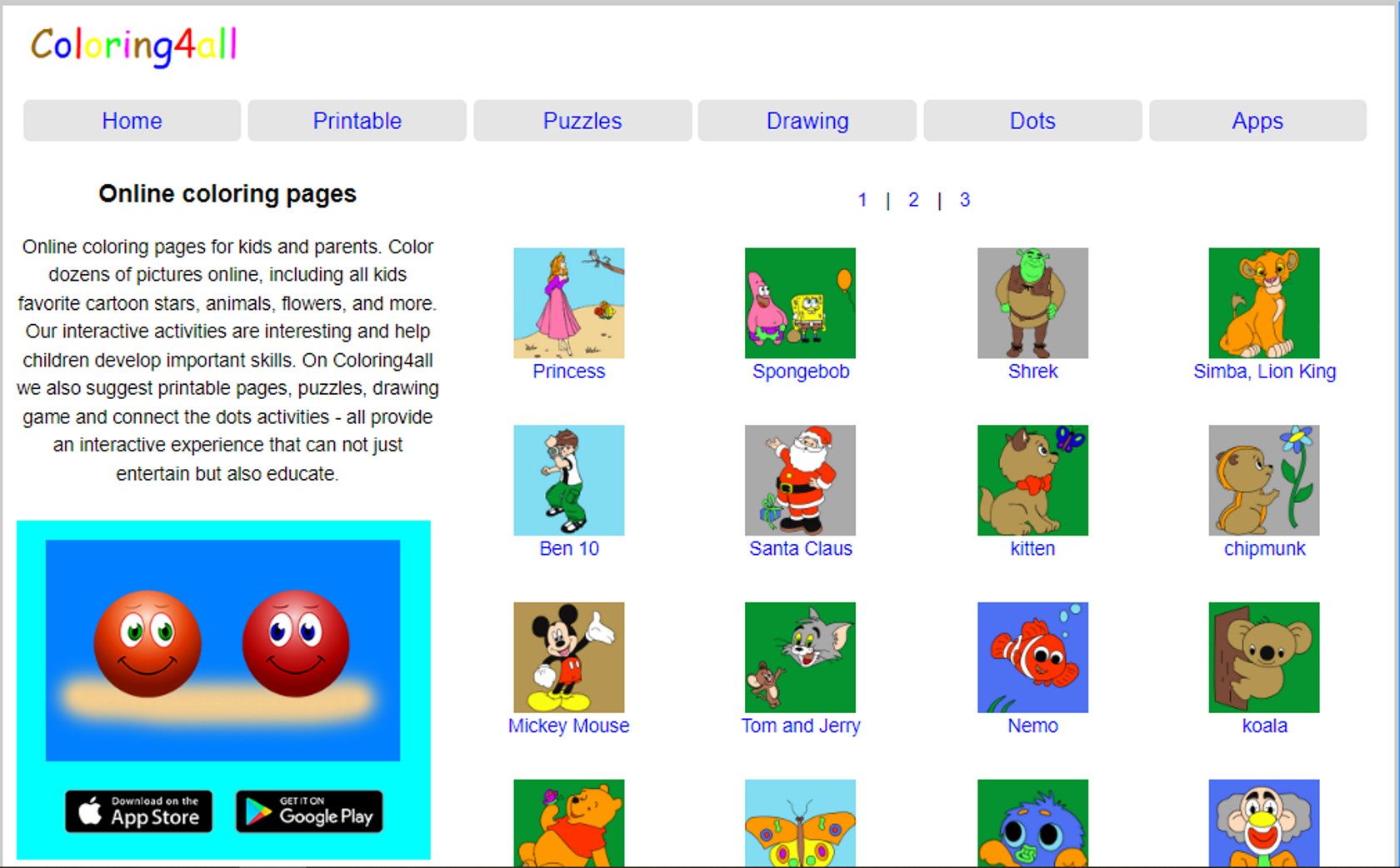 coloring4all online kids coloring website
