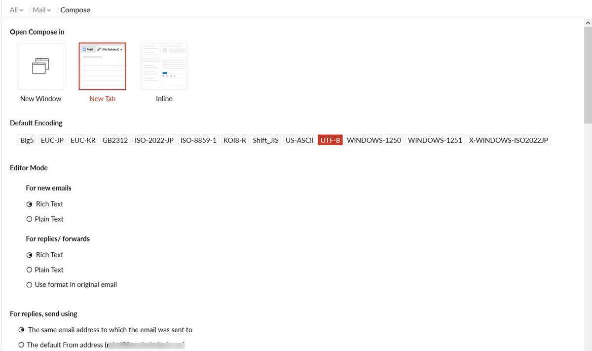 ترجیحات آهنگساز zoho mail
