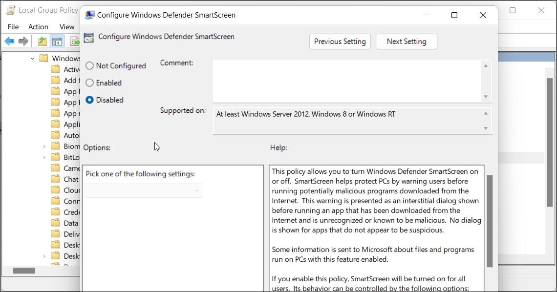 configurar Windows Defender Smartscreen Gpeditor desactivar