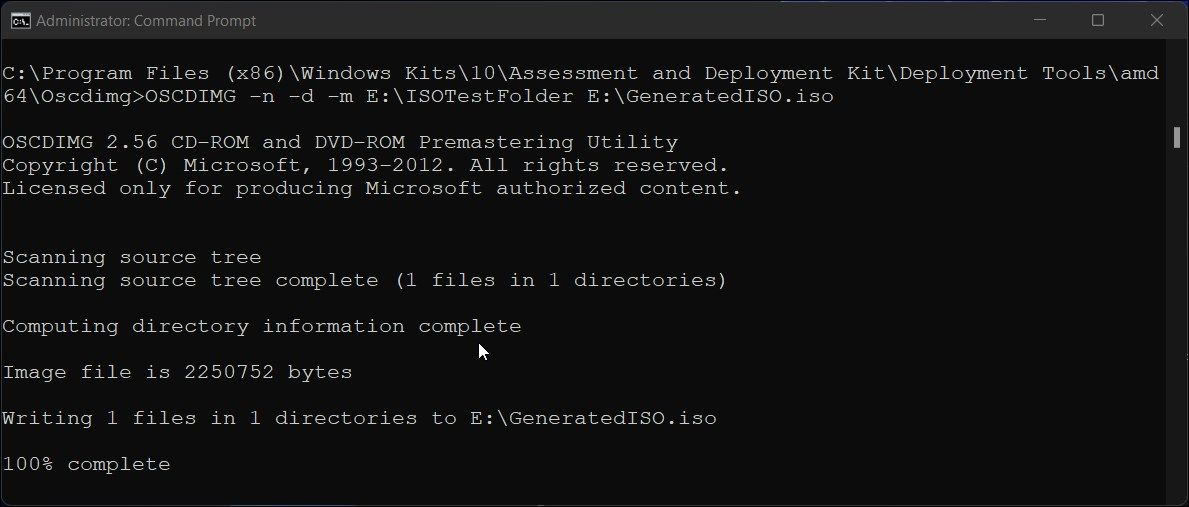 create ISO image using command prompt