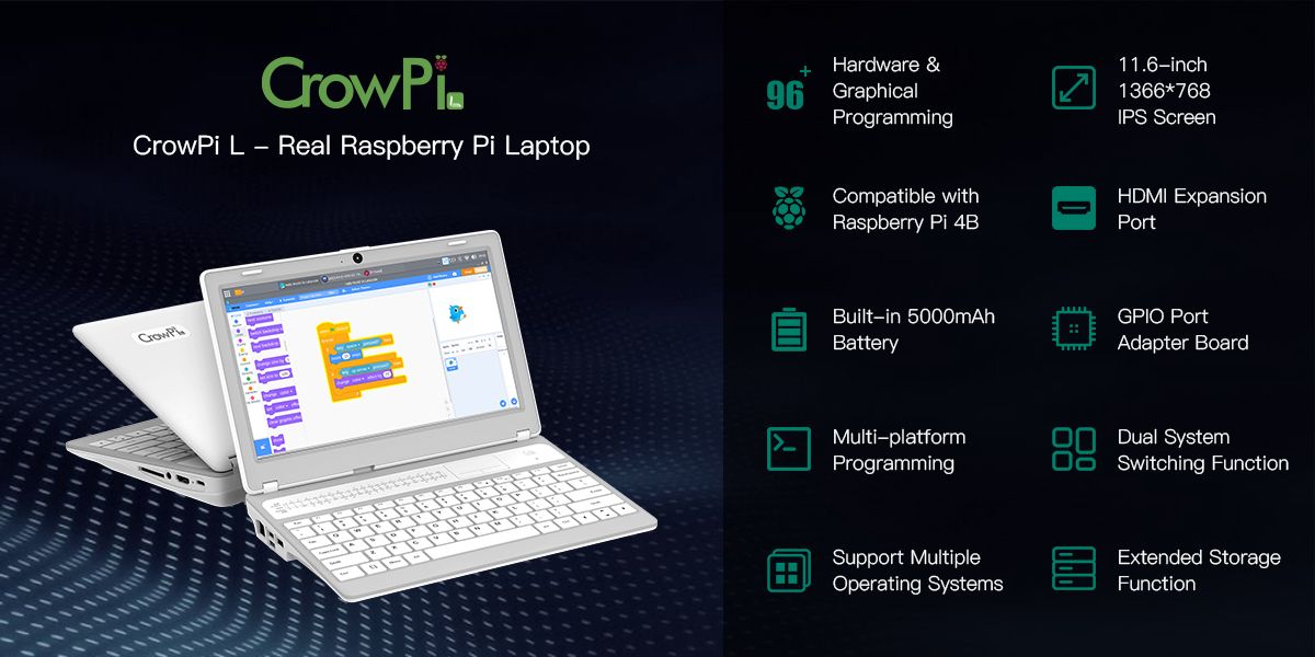 The CrowPi L laptop kit specifications