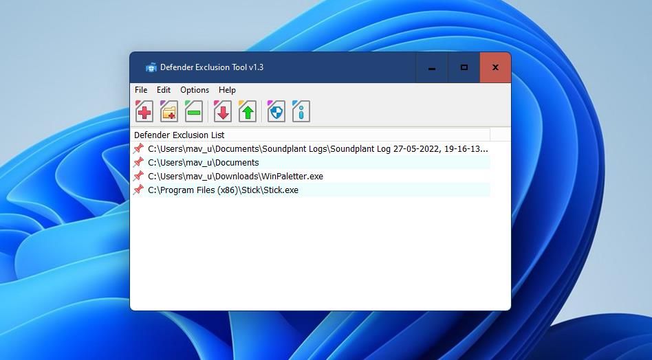 پنجره Defender Exclusion Tool v1.3