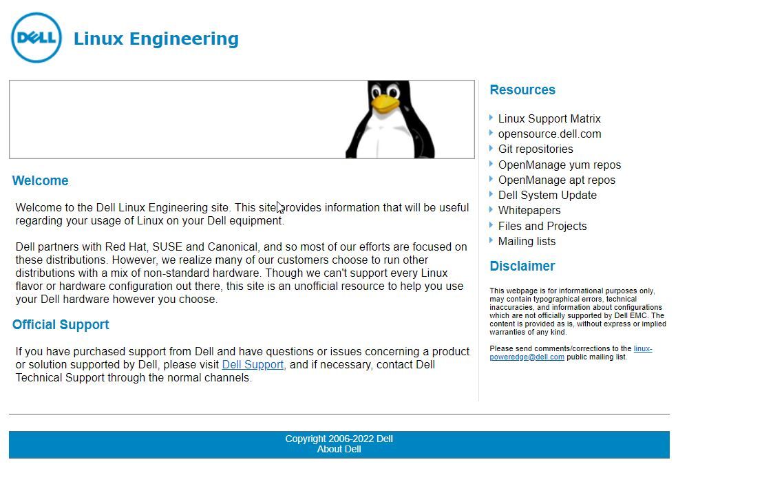Dell Linux Website