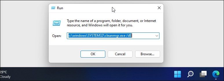 disk cleanup using run command